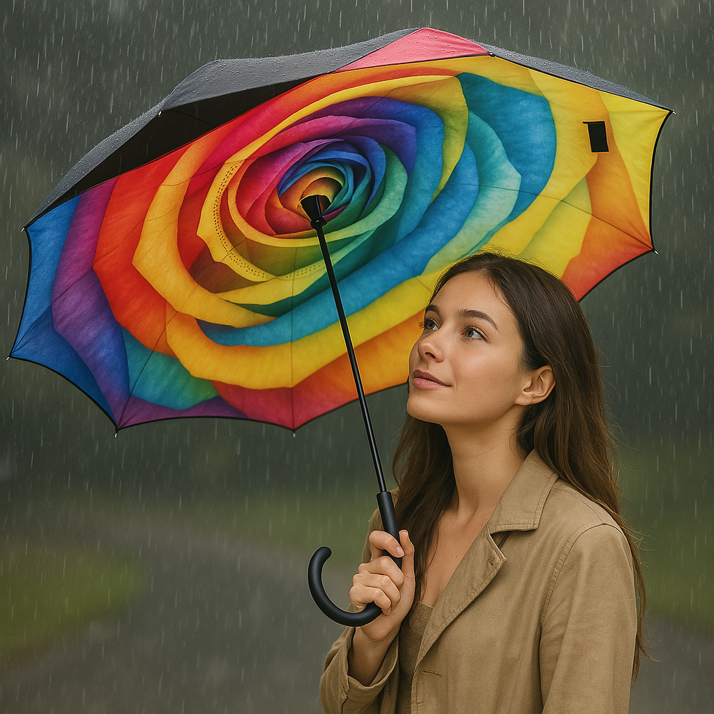 Double Layer Inverted Umbrella With Reverse Folding Design