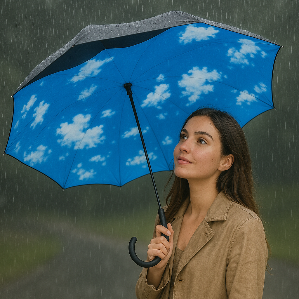 Double Layer Inverted Umbrella With Reverse Folding Design