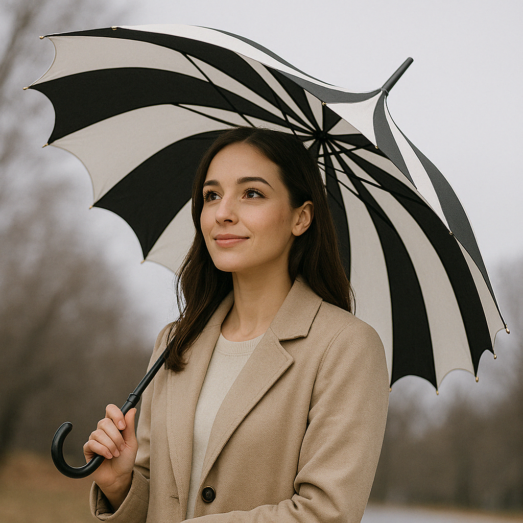Striped Batwing Pagoda Umbrella