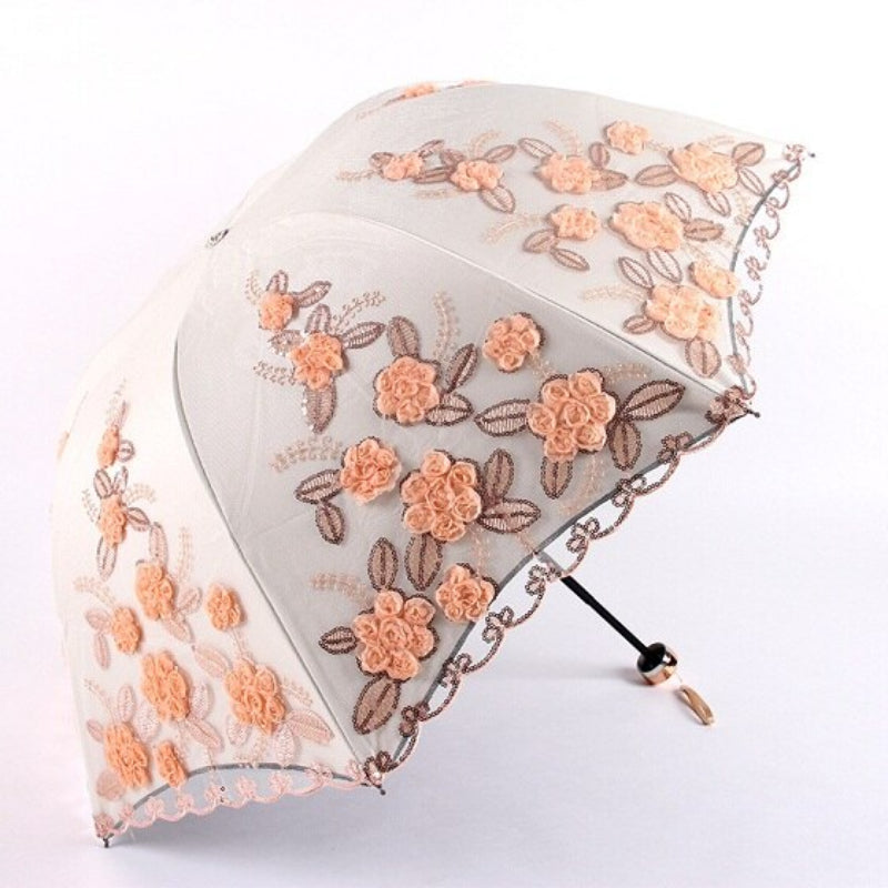 Flower Embroidery Ladies Women Umbrella