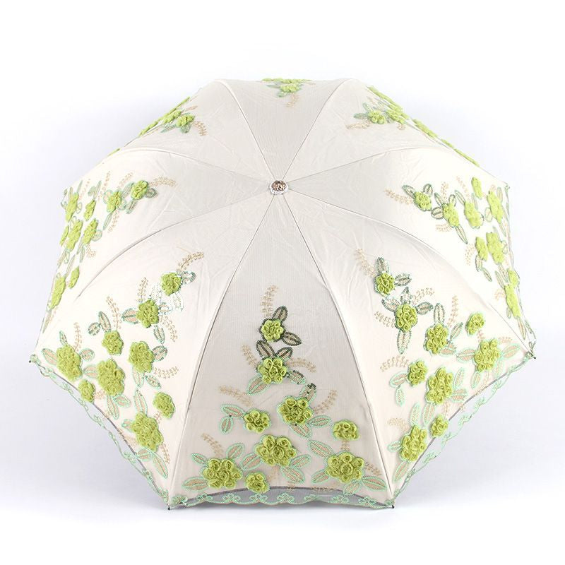 Flower Embroidery Ladies Women Umbrella