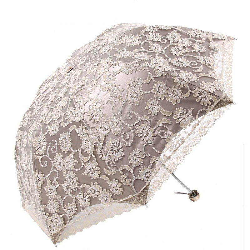 Princess Lace Sunshade Three Folding Umbrellas