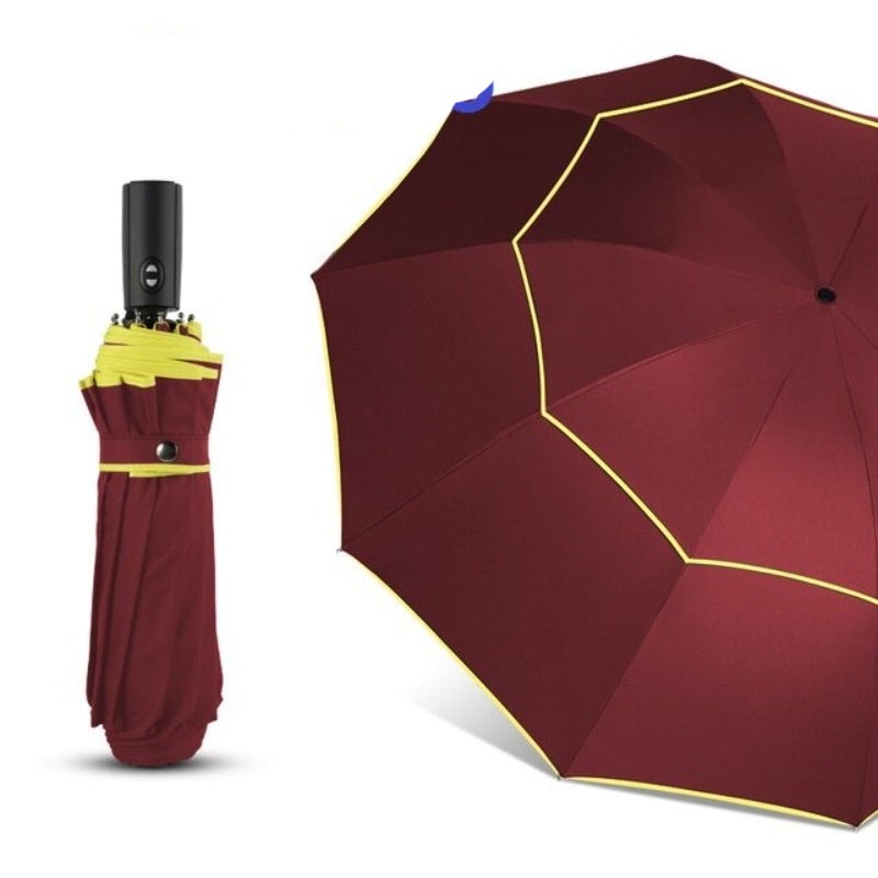 Double Layer Windproof Large 3 Folding Travel Outdoor Umbrellas
