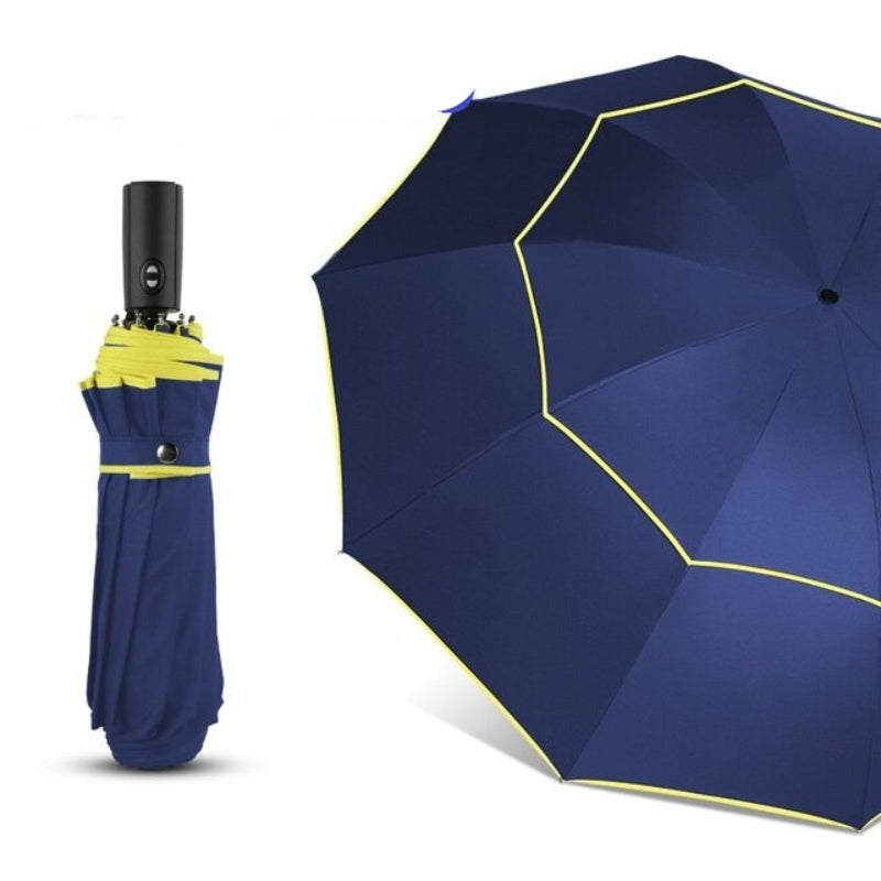 Double Layer Windproof Large 3 Folding Travel Outdoor Umbrellas