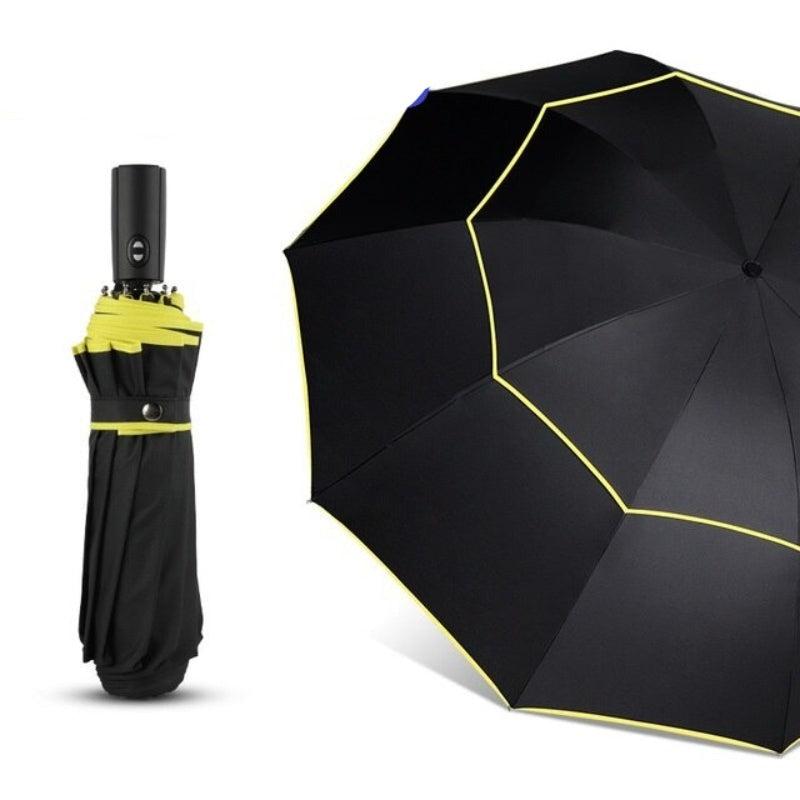 Double Layer Windproof Large 3 Folding Travel Outdoor Umbrellas