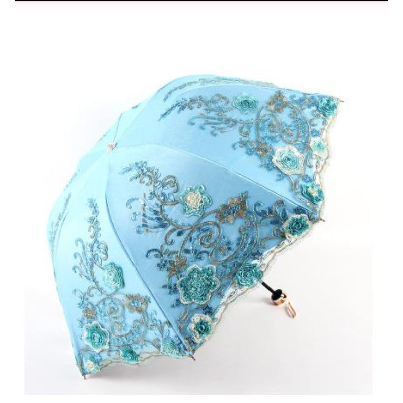 Flower Embroidery Ladies Women Umbrella