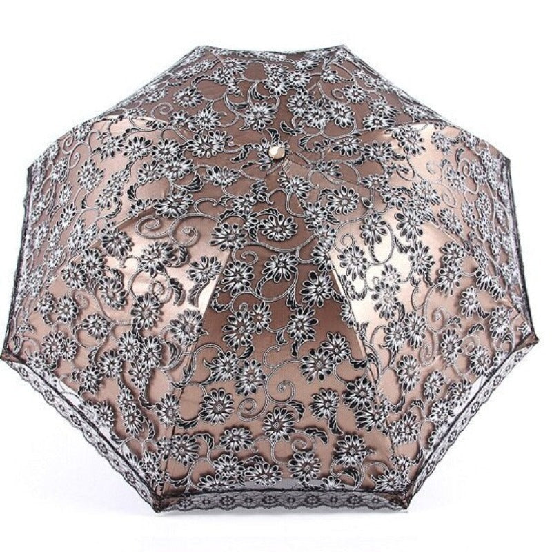 Princess Lace Sunshade Three Folding Umbrellas
