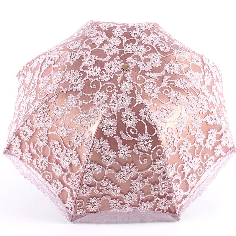 Princess Lace Sunshade Three Folding Umbrellas