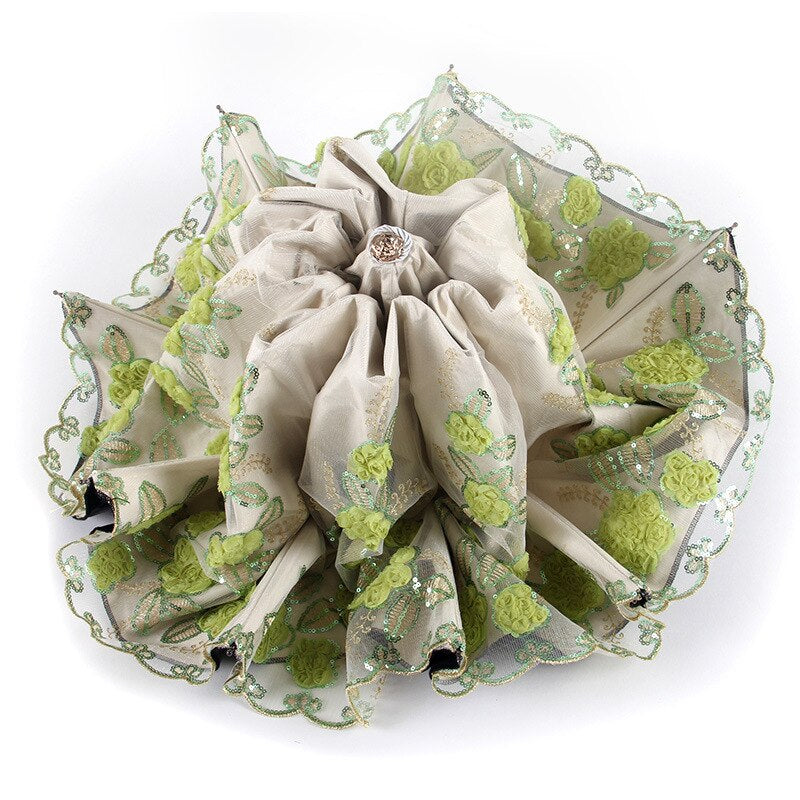 Flower Embroidery Ladies Women Umbrella