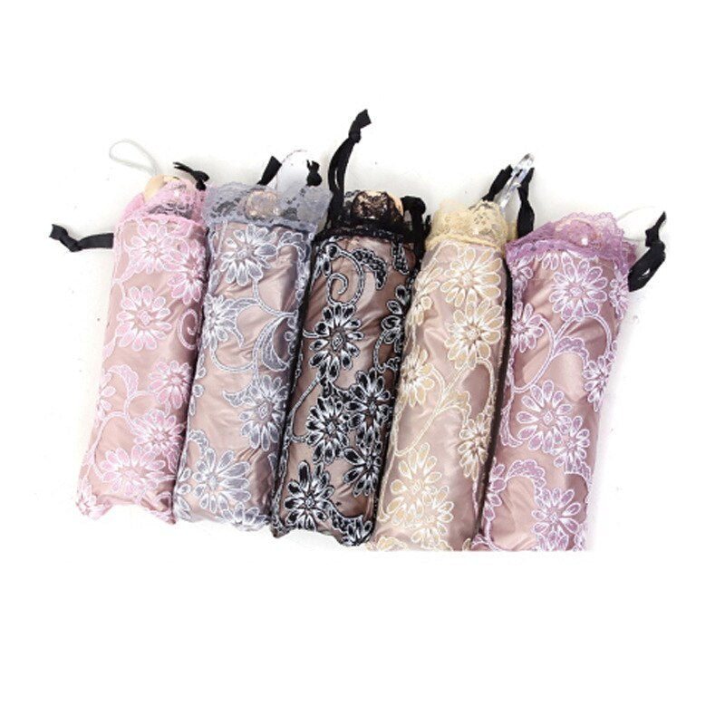 Princess Lace Sunshade Three Folding Umbrellas