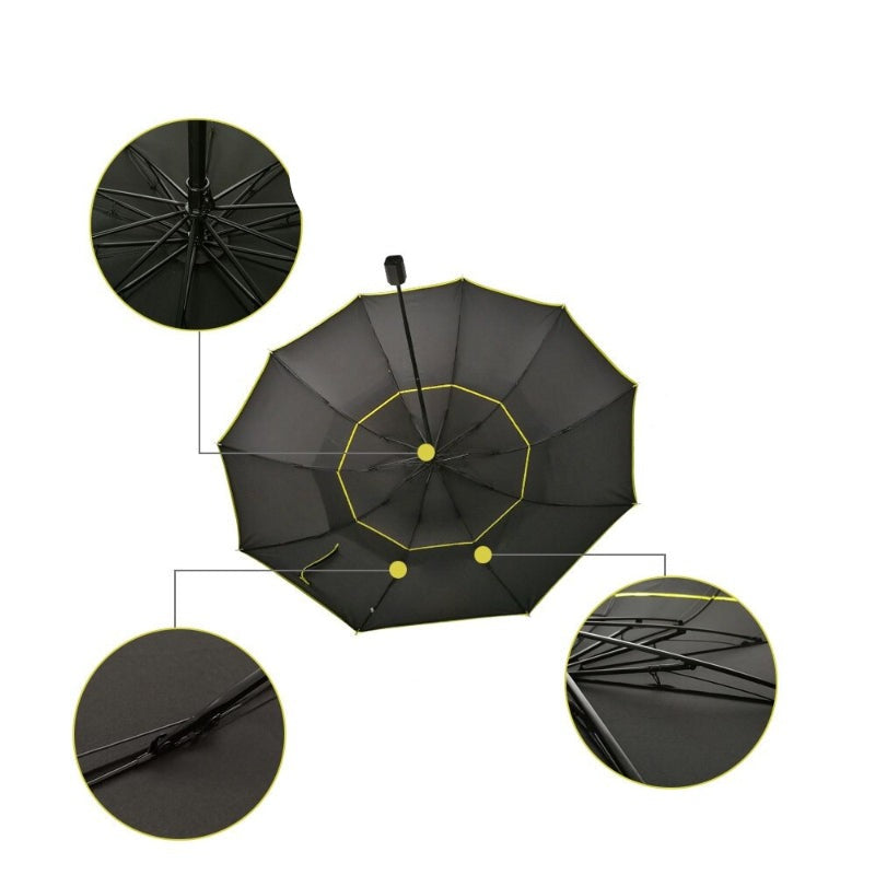 Double Layer Windproof Large 3 Folding Travel Outdoor Umbrellas