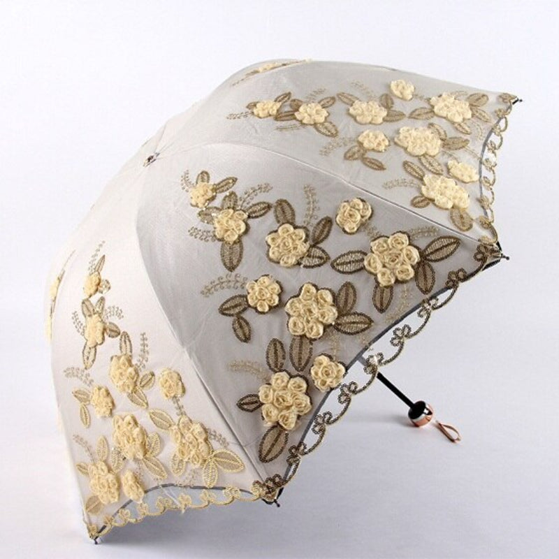 Flower Embroidery Ladies Women Umbrella