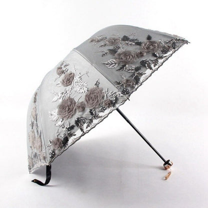 Flower Embroidery Ladies Women Umbrella