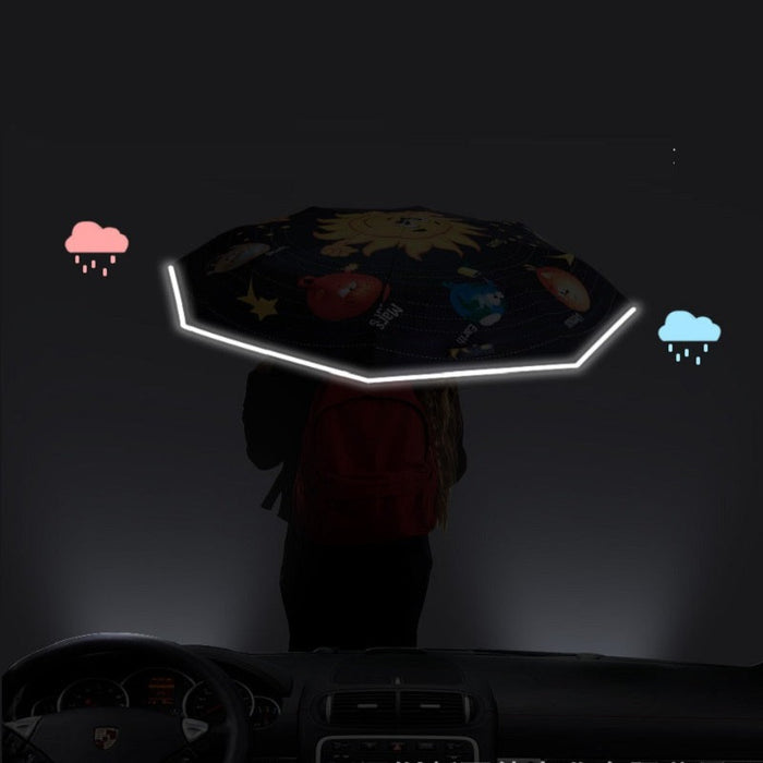 Automatic Three-folding Umbrella with Reflective Strip