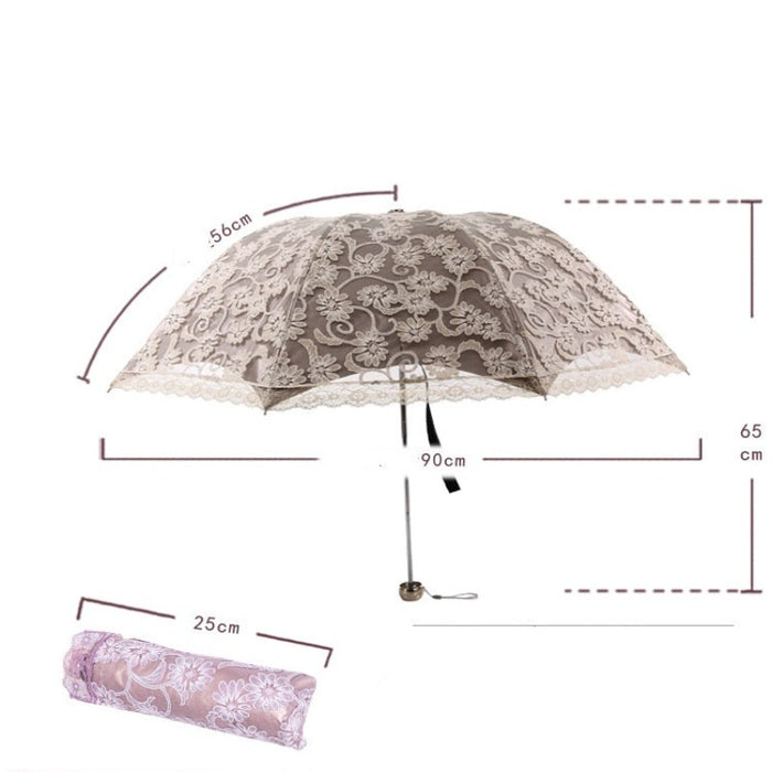Princess Lace Sunshade Three Folding Umbrellas