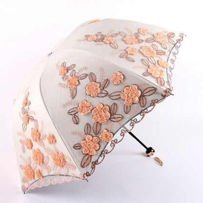 Flower Embroidery Ladies Women Umbrella