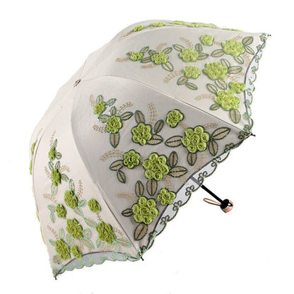 Flower Embroidery Ladies Women Umbrella