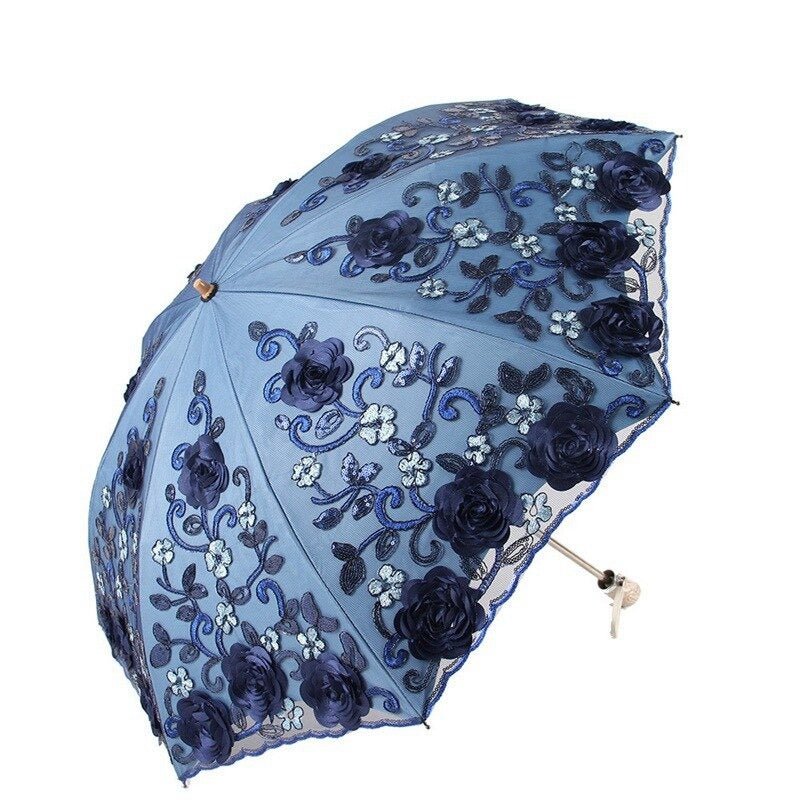 Vintage Shabby Floral Rain Umbrella For Women