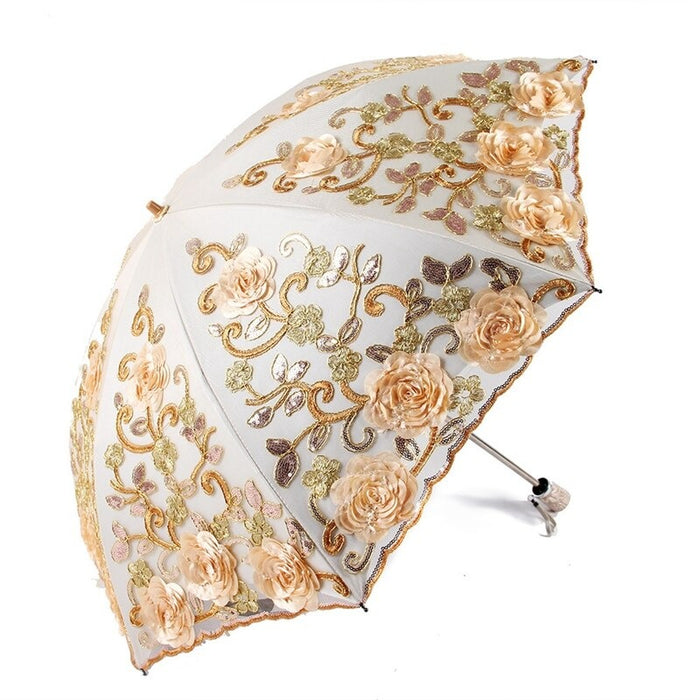 Vintage Shabby Floral Rain Umbrella For Women