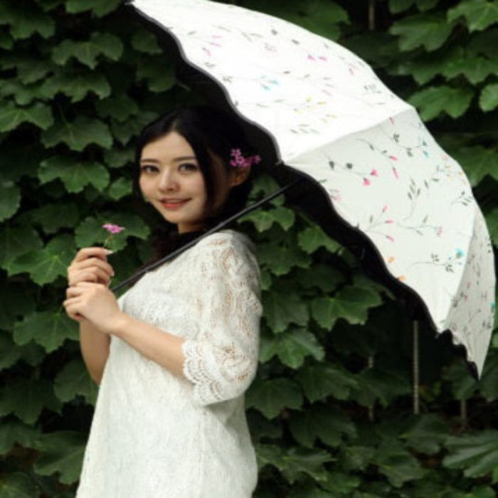 Beautiful Flower 3 Folding Automatic Umbrella For Women