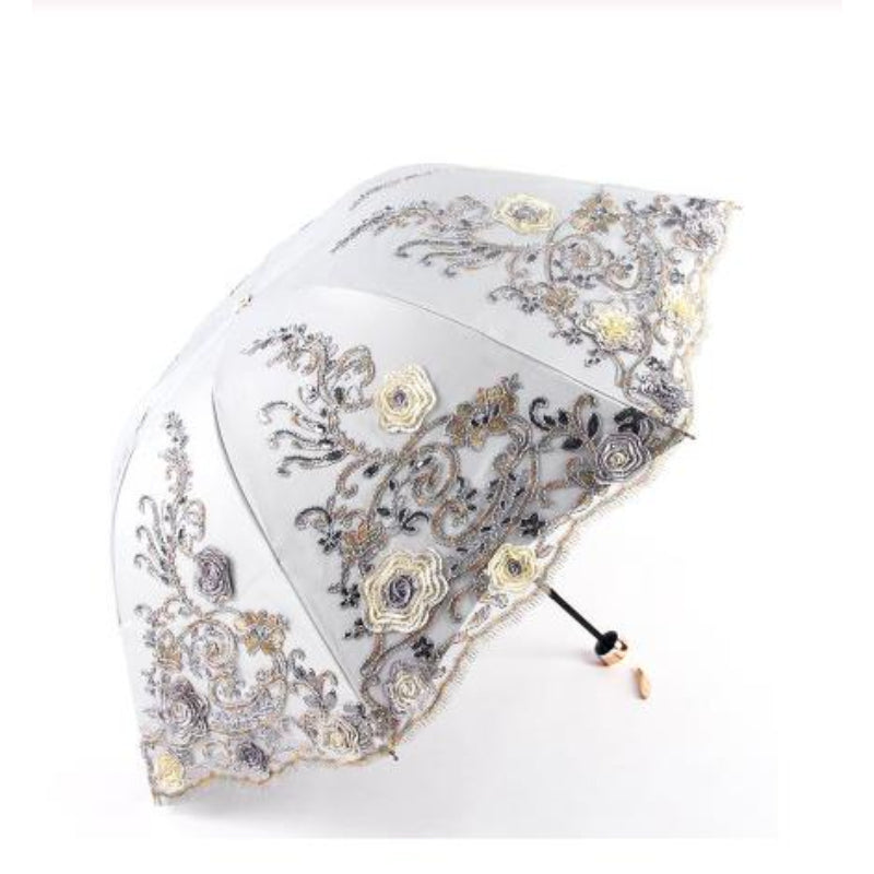 Flower Embroidery Ladies Women Umbrella