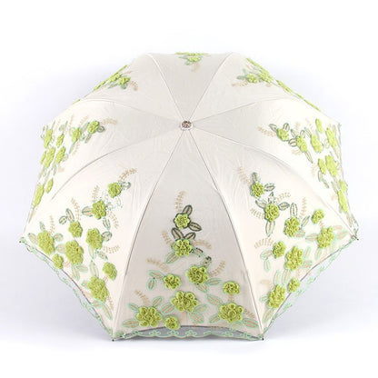 Flower Embroidery Ladies Women Umbrella