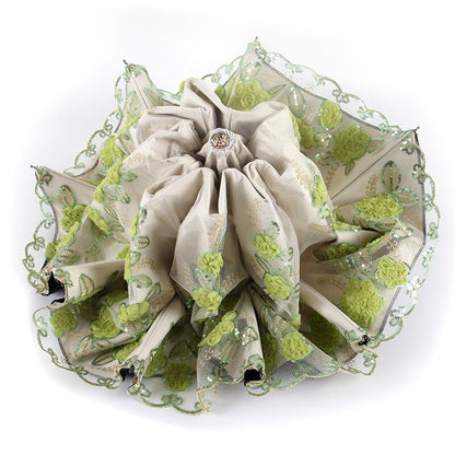 Flower Embroidery Ladies Women Umbrella