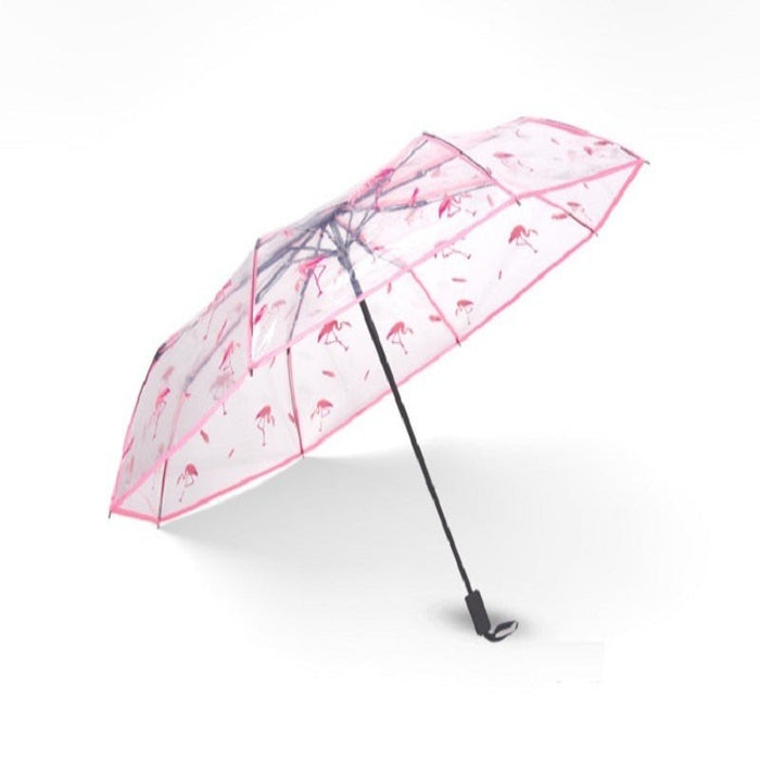 Flamingo Automatic Transparent Umbrella For Women