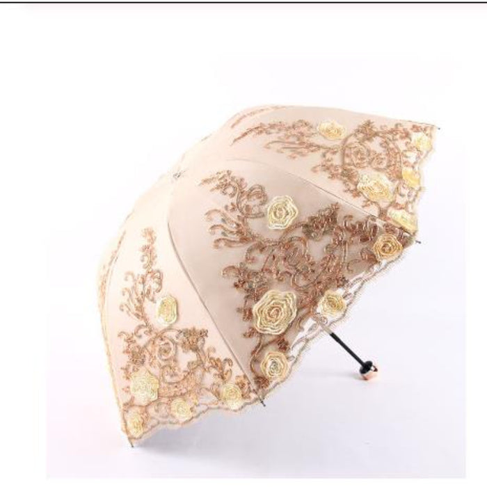 Flower Embroidery Ladies Women Umbrella