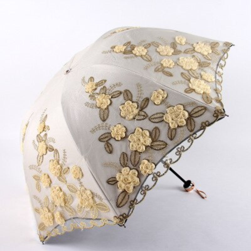 Flower Embroidery Ladies Women Umbrella