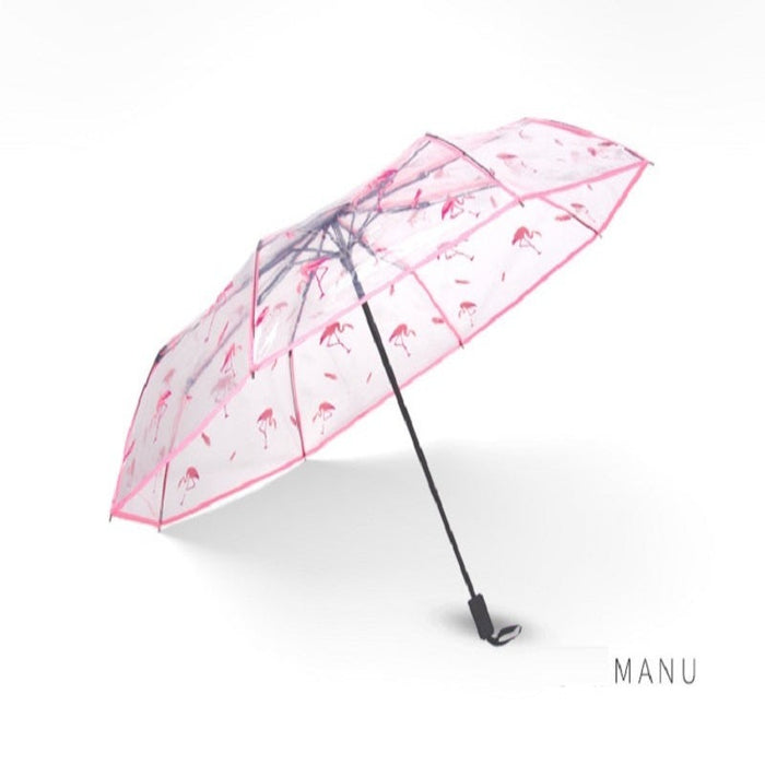 Flamingo Automatic Transparent Umbrella For Women