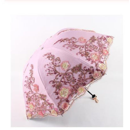 Flower Embroidery Ladies Women Umbrella