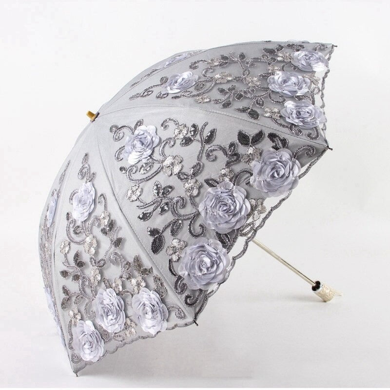Vintage Shabby Floral Rain Umbrella For Women