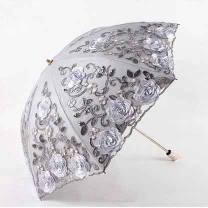 Vintage Shabby Floral Rain Umbrella For Women