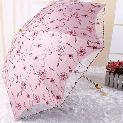 Lace Flower Folding Umbrellas For Women