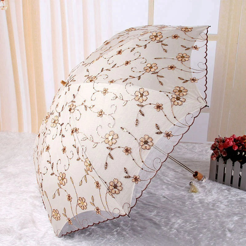Lace Flower Folding Umbrellas For Women