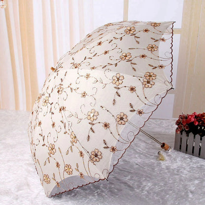Lace Flower Folding Umbrellas For Women