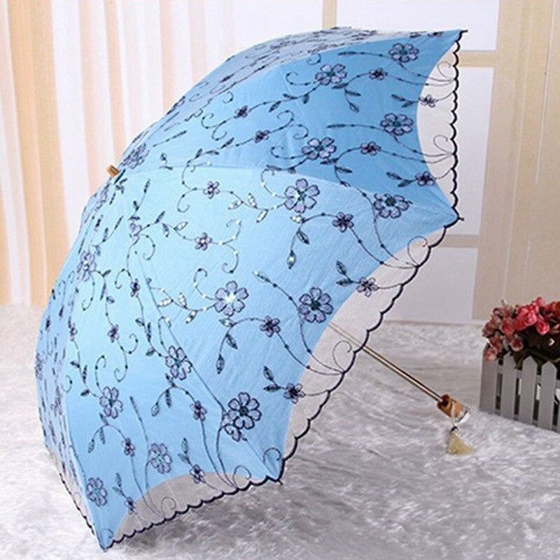 Lace Flower Folding Umbrellas For Women