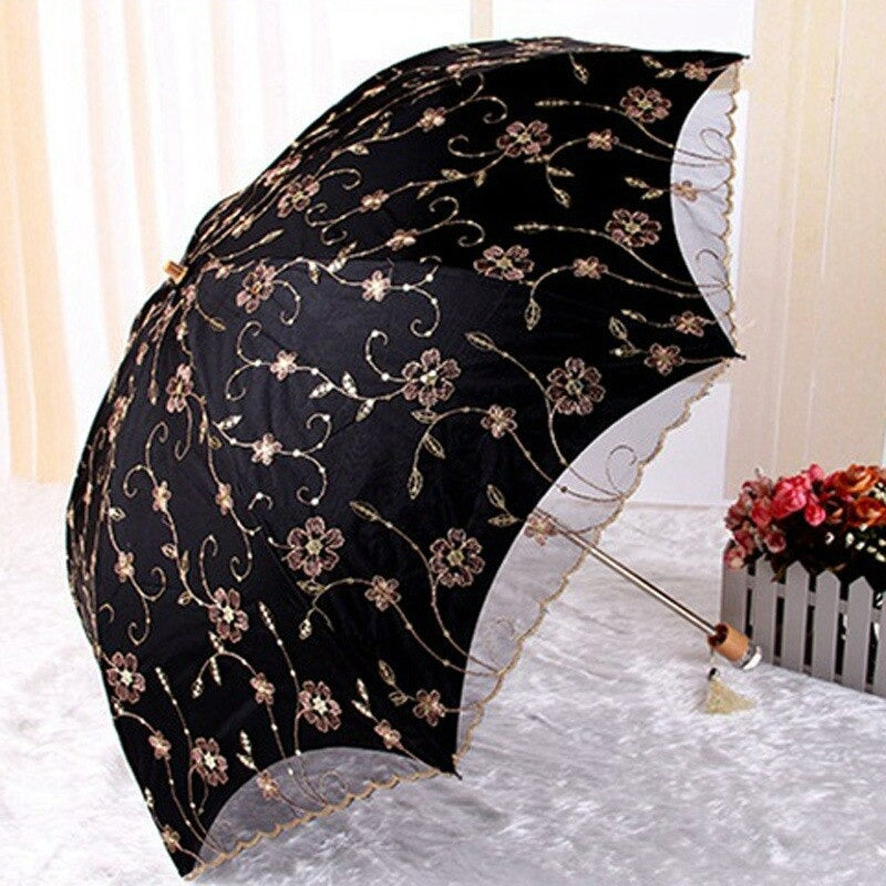 Lace Flower Folding Umbrellas For Women