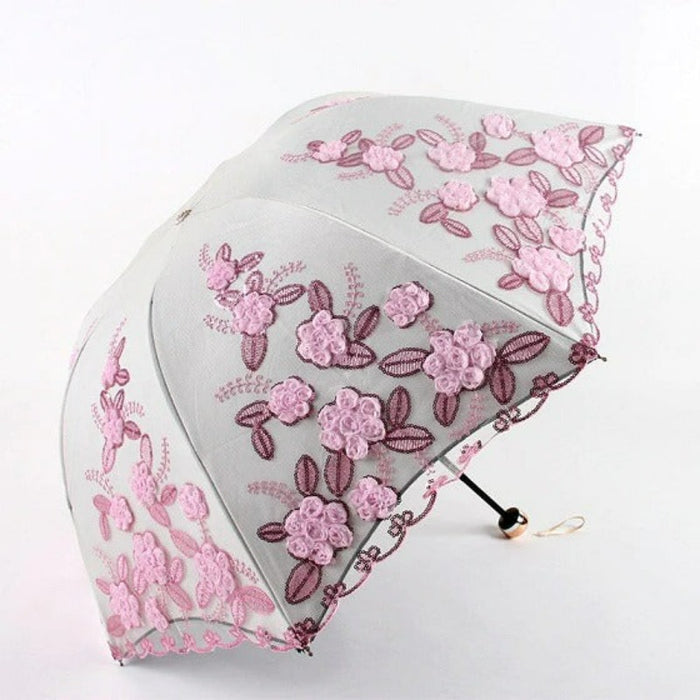 Women Folding Lace Flower Umbrella