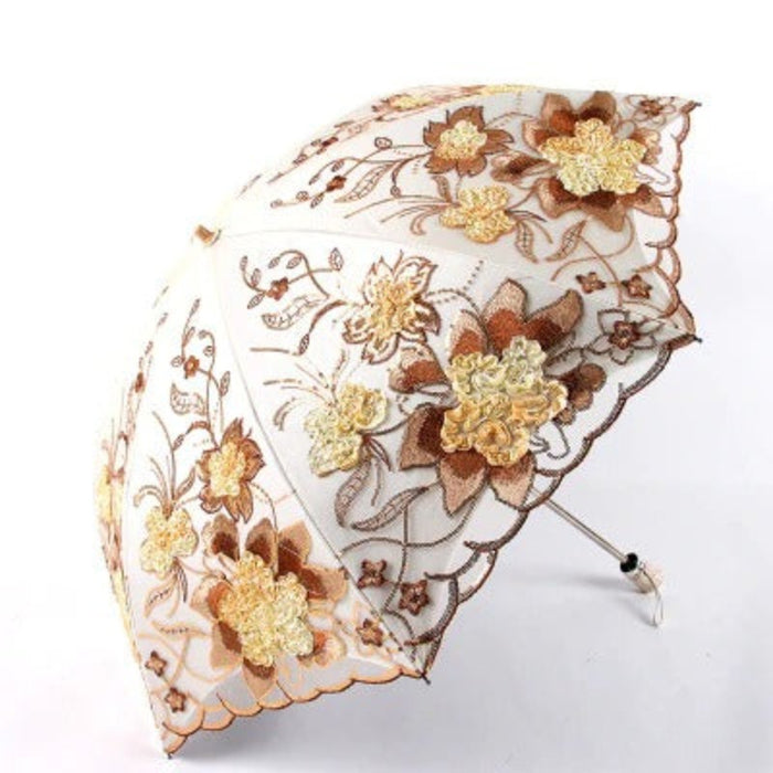 Retro Flower Rose Folding Umbrella