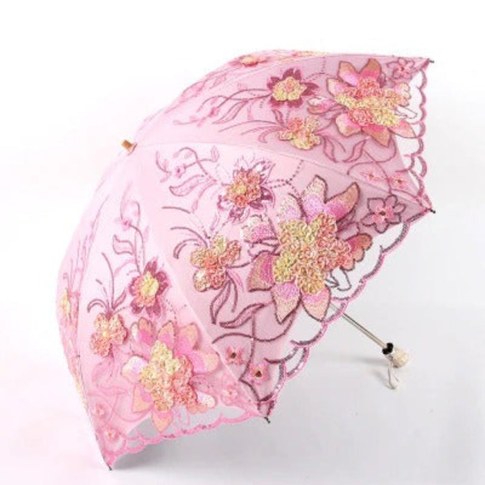 Retro Flower Rose Folding Umbrella