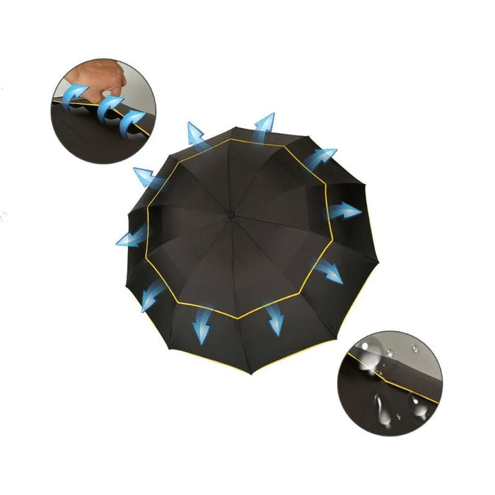 Double Layer Windproof Large 3 Folding Travel Outdoor Umbrellas