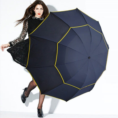 Double Layer Windproof Large 3 Folding Travel Outdoor Umbrellas