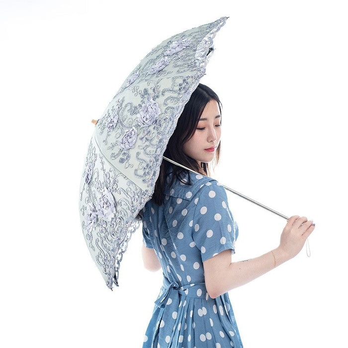 Women's Sun Lace Folding Flower Umbrellas